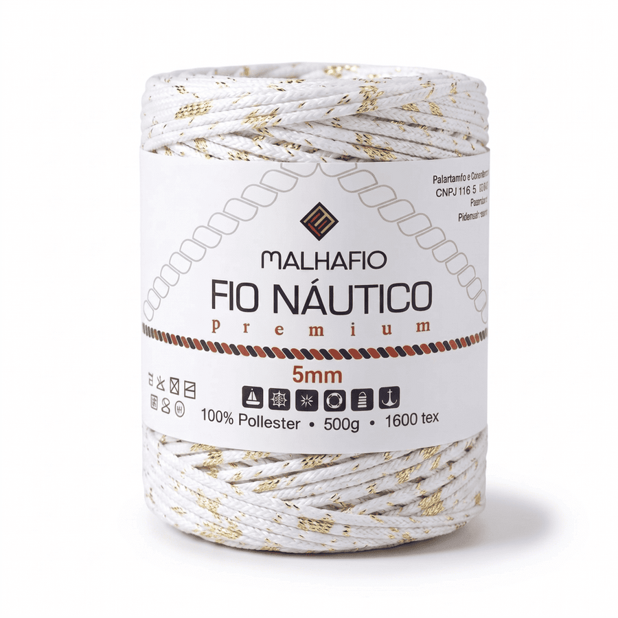 Fio Náutico Mesclado Branco e Dourado Malhafio
