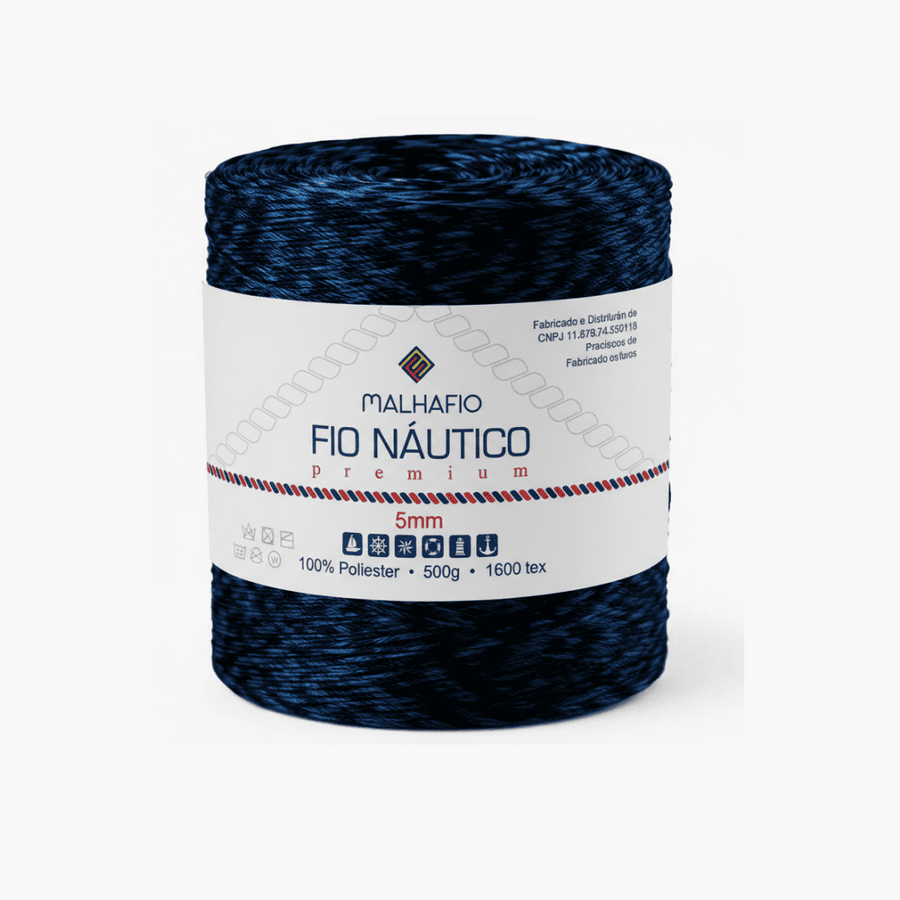 Fio Náutico Mesclado Preto e Azul Malhafio