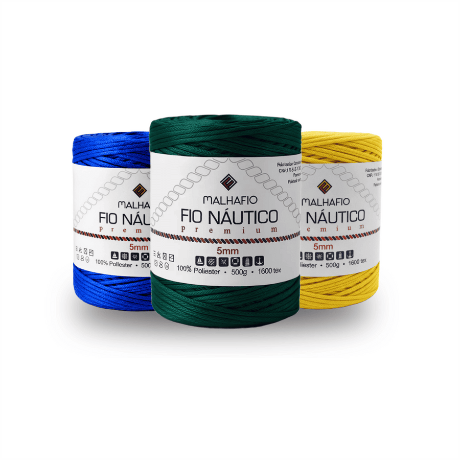 Kit Fio Náutico Copa 2026 Verde Bandeira, Amarelo e Azul Royal-Espessura 3mm