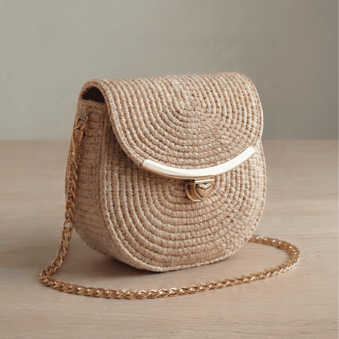 Kit para Bolsa Crochê Artesanal-Cor Champanhe