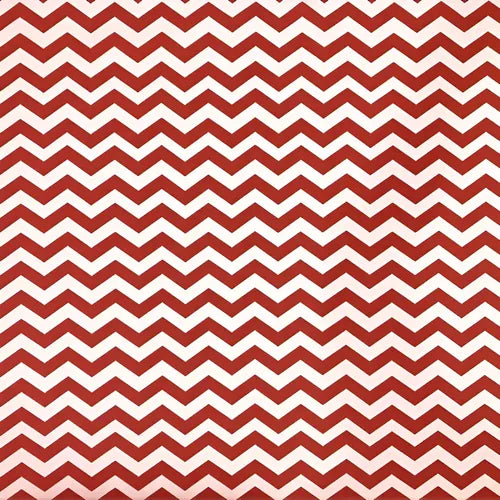Tecido Tricoline Estampado Zig Zag Vermelho100% Algodão