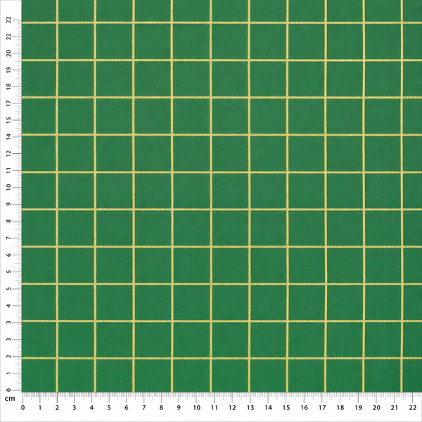 Tecido Tricoline Verde Linhas Douradas 100% Algodão