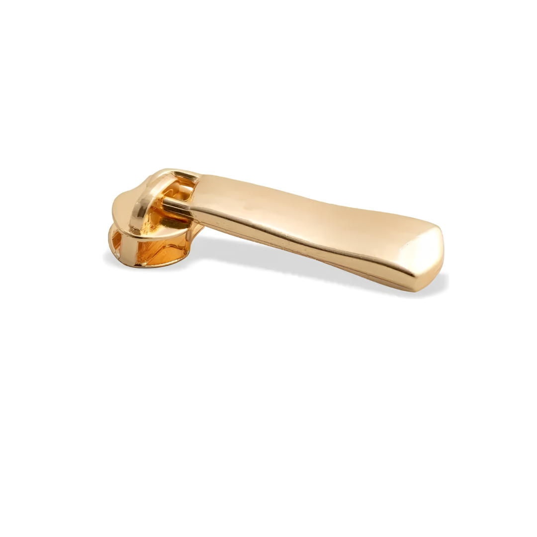 Zíper Dourado Deslizante de Metal Premium com Puxador Quadrado de 36x10,5 mm