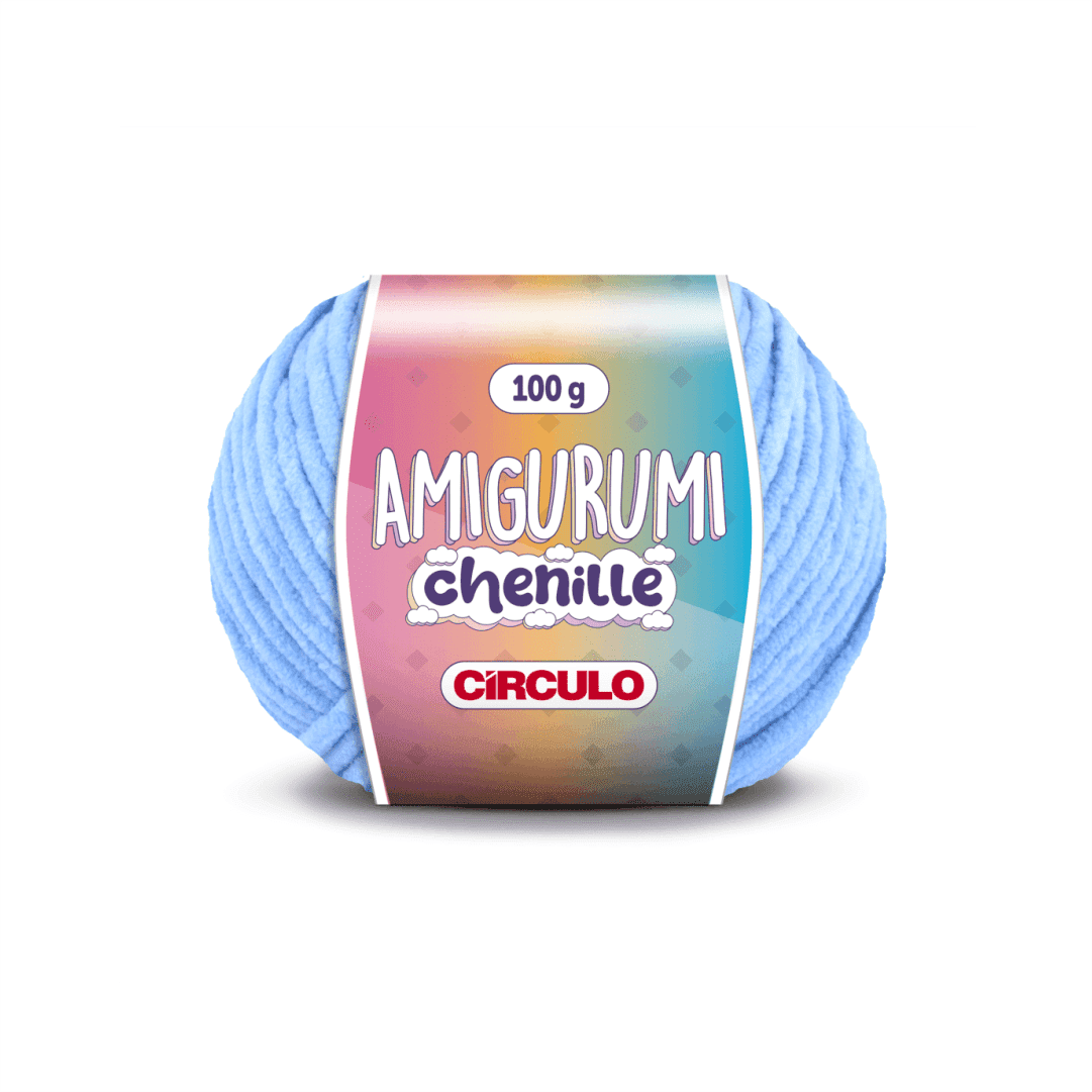 Amigurumi Azul Claro Chenille Circulo 2137 Hortência - Ariel Malhas | Universo do Artesão
