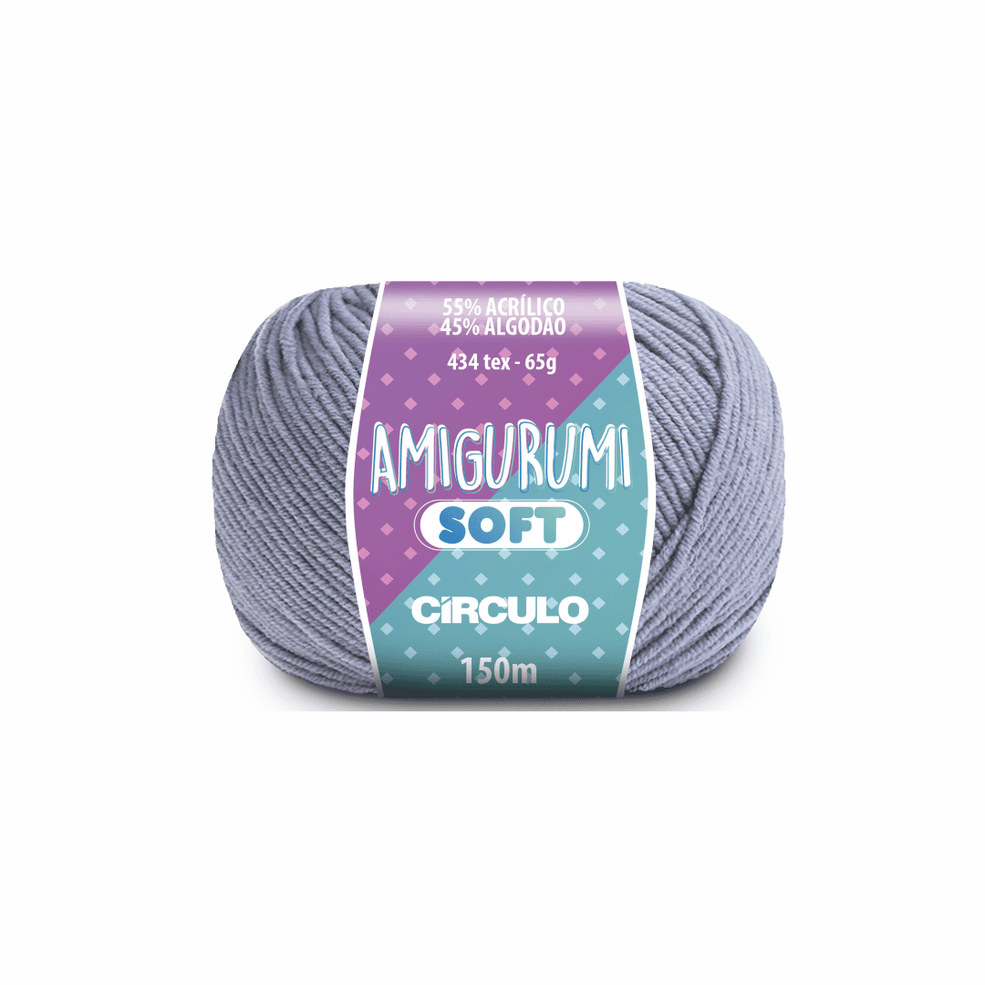 Amigurumi soft fumaça 2198 azul circulo 65g 150m - Ariel Malhas | Universo do Artesão