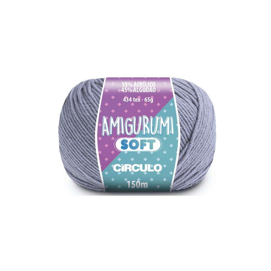 Amigurumi soft fumaça 2198 azul circulo 65g 150m