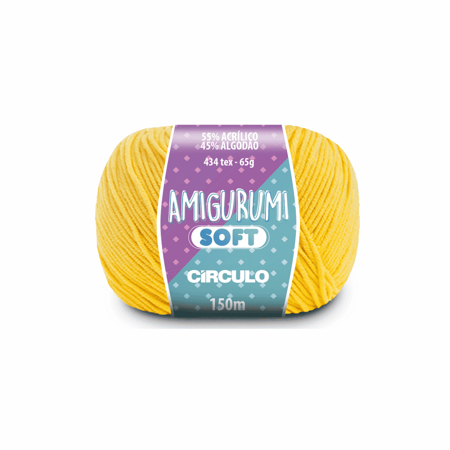 Amigurumi soft solar 1317 amarelo circulo 65g 150m