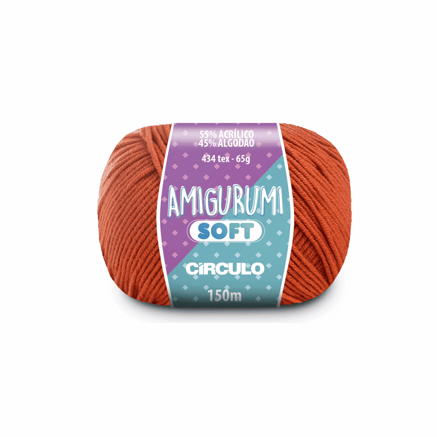 Amigurumi soft terra 4140  marrom circulo 65g 150m