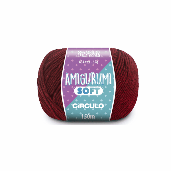 Amigurumi soft veludo 3668 vinho circulo  65g 150m