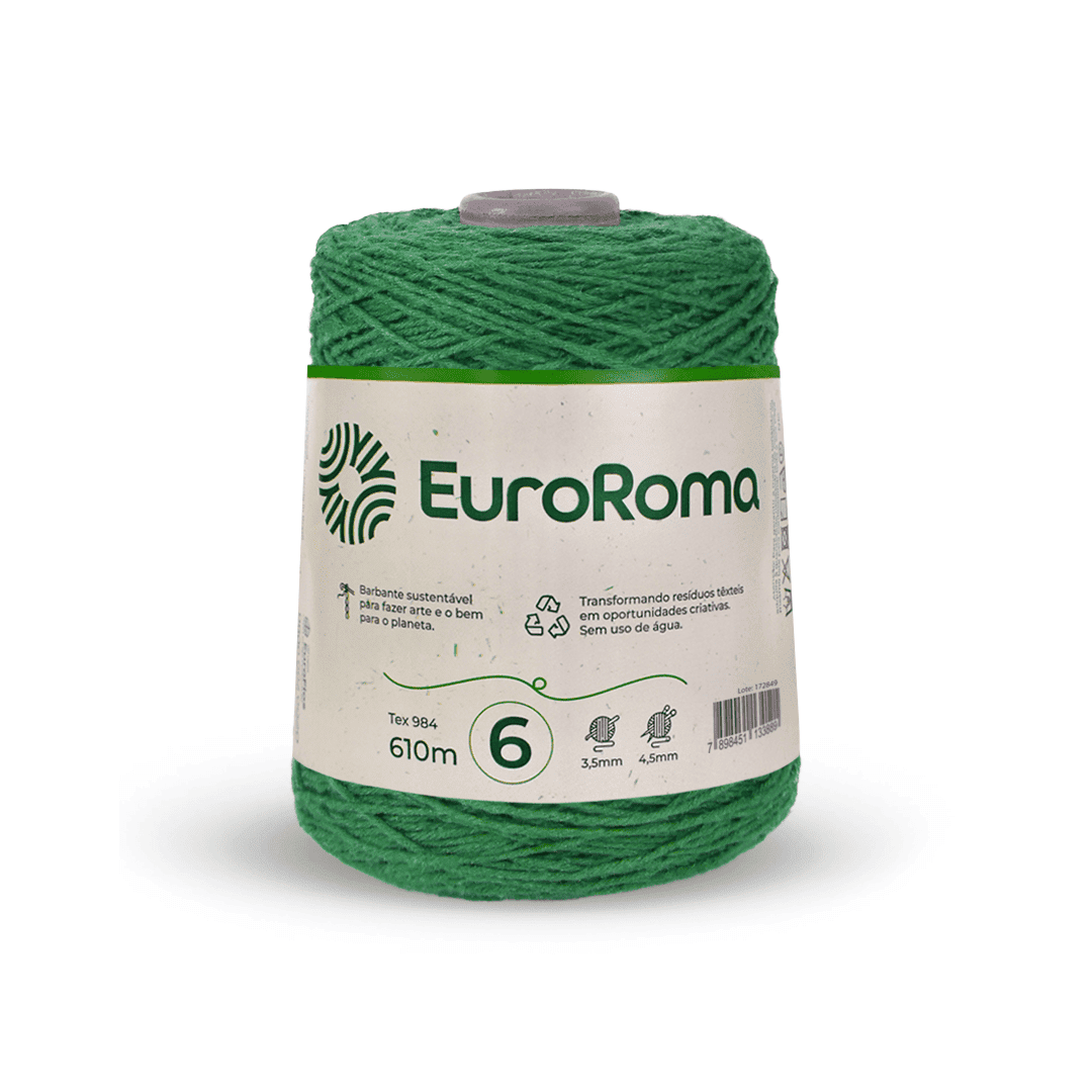 Barbante EuroRoma Verde Bandeira - Ariel Malhas | Universo do Artesão