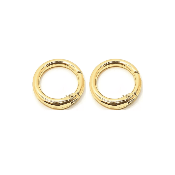 Conjunto de 2 Fechos de Mola em Metal Dourado para confecção de joias, chaveiros, anéis e fivelas.