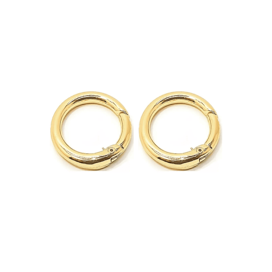 Conjunto de 2 Fechos de Mola em Metal Dourado para confecção de joias, chaveiros, anéis e fivelas.