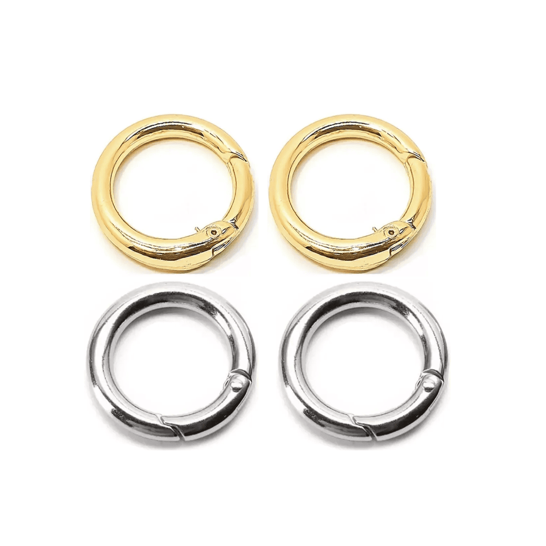 Conjunto de 2 Fechos de Mola em Metal Dourado para confecção de joias, chaveiros, anéis e fivelas. - Ariel Malhas | Universo do Artesão