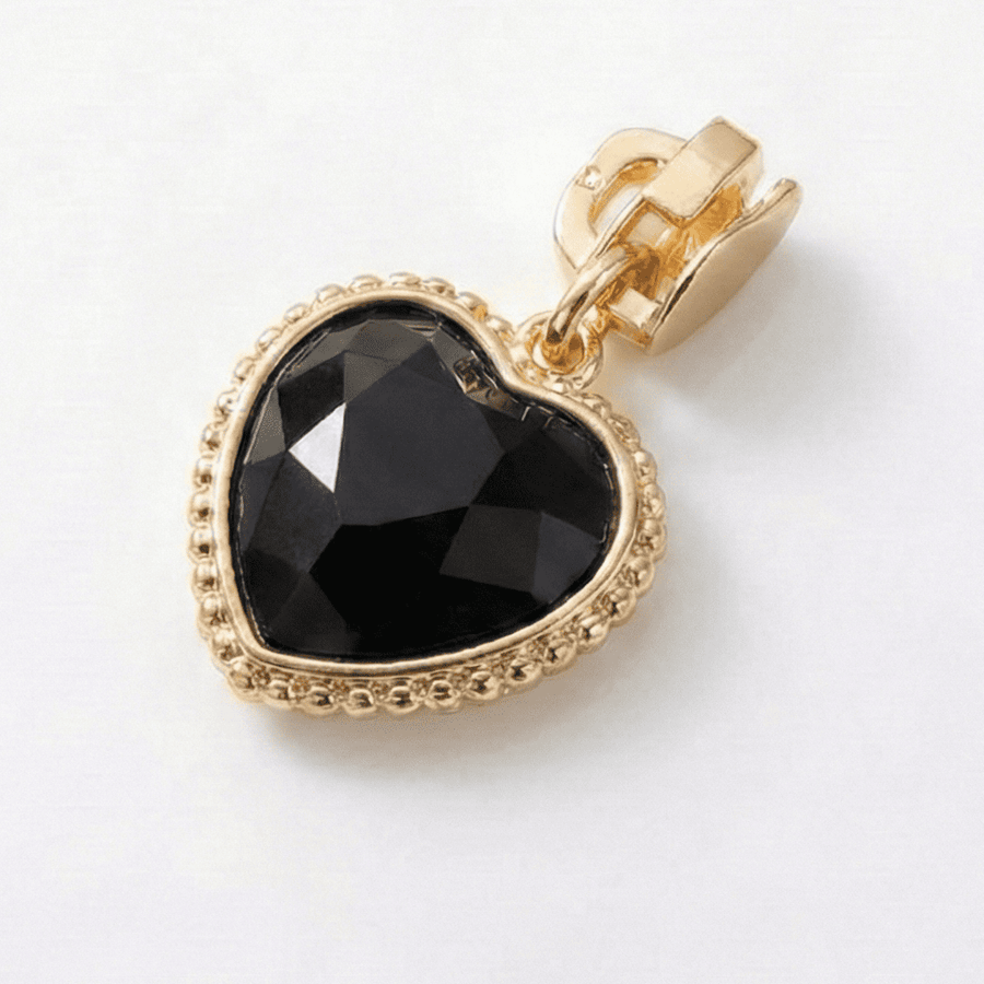 Cursor para Zíper Coração Diamante Madre Perola Branco e Preto