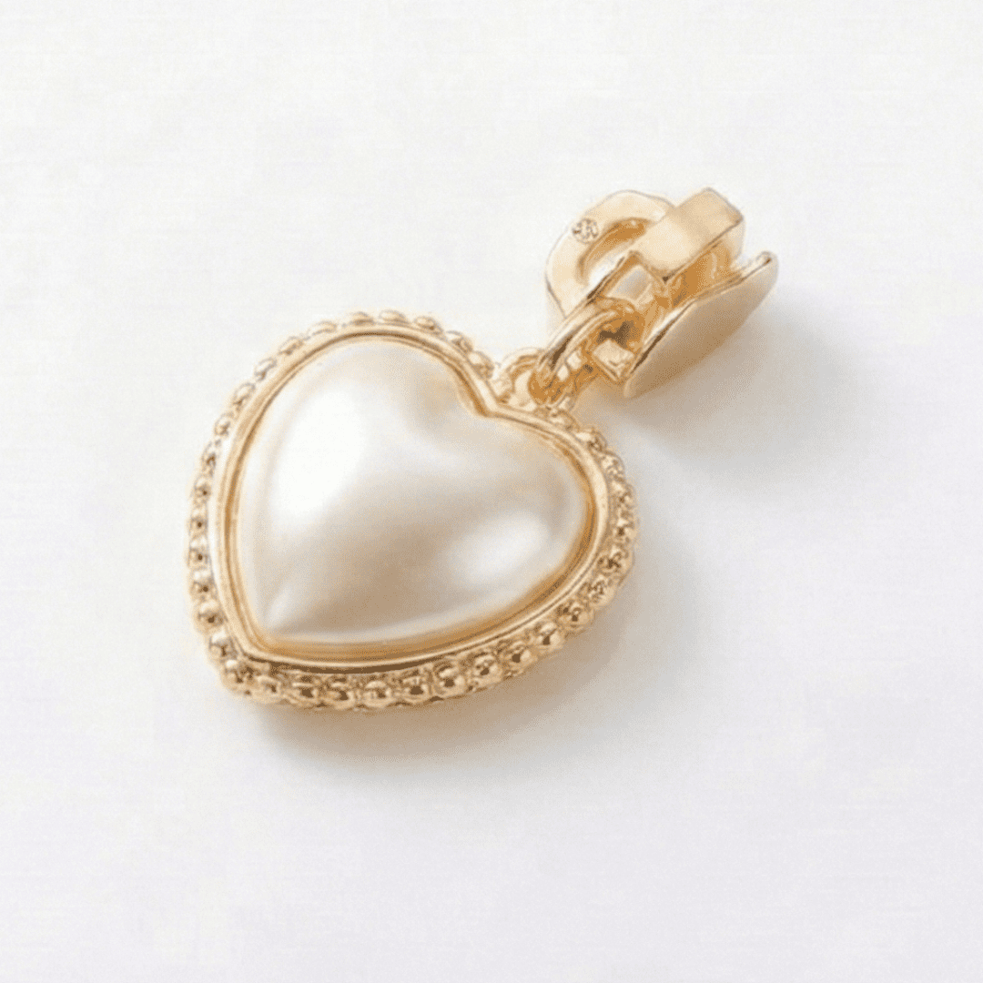 Cursor para Zíper Coração Diamante Madre Perola Branco e Preto - Ariel Malhas | Universo do Artesão
