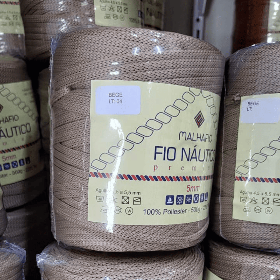 Fio Náutico Bege Malhafio - Ariel Malhas | Universo do Artesão