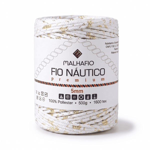 Fio Náutico Mesclado Branco e Dourado Malhafio