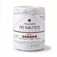 Fio Náutico 100% Poliéster para Bolsas, Crochê e Decoração — Mesclado Branco e Dourado