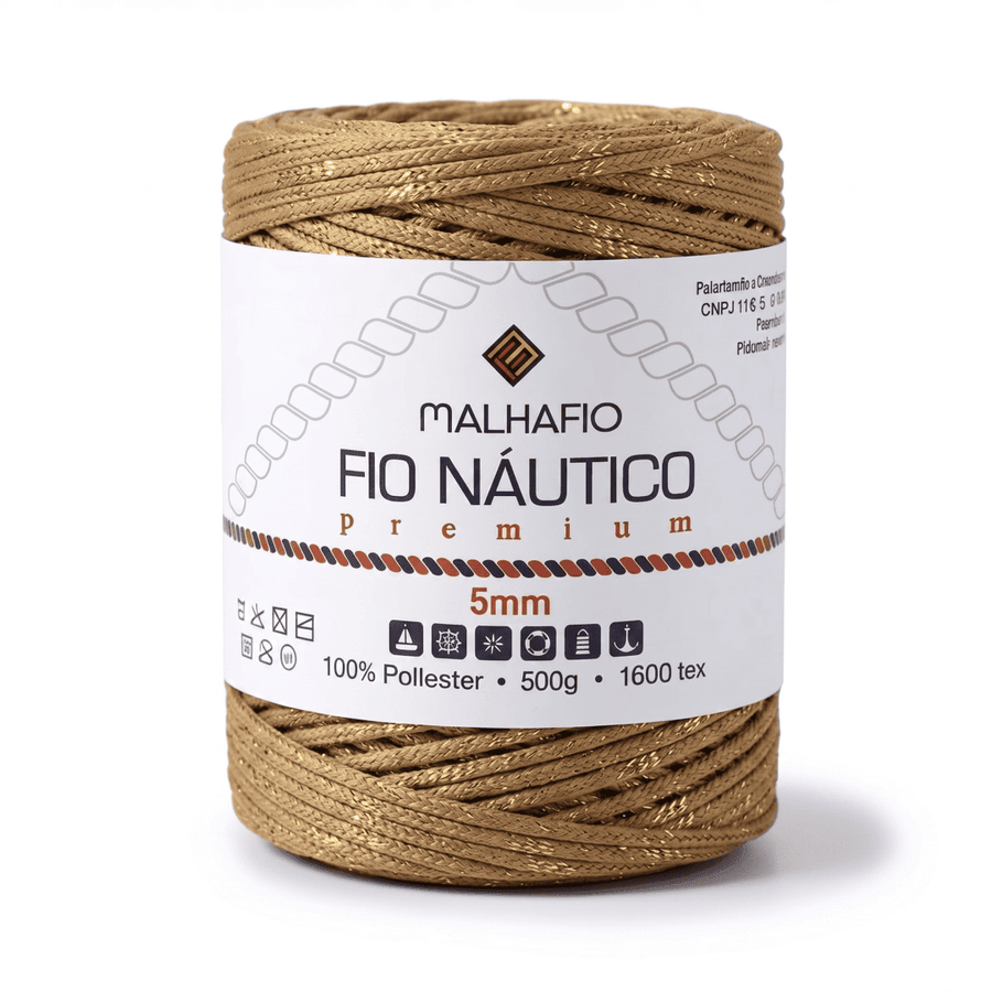 Fio Náutico Mesclado Caqui com Lurex Dourado Malhafio