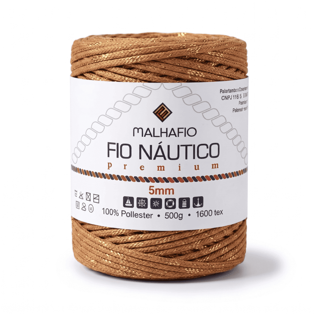Fio Náutico Mesclado Ferrugem e Lurex Dourado Malhafio - Ariel Malhas | Universo do Artesão