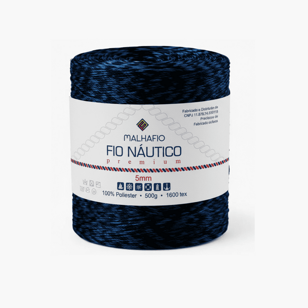 Fio Náutico Mesclado Preto e Azul Malhafio