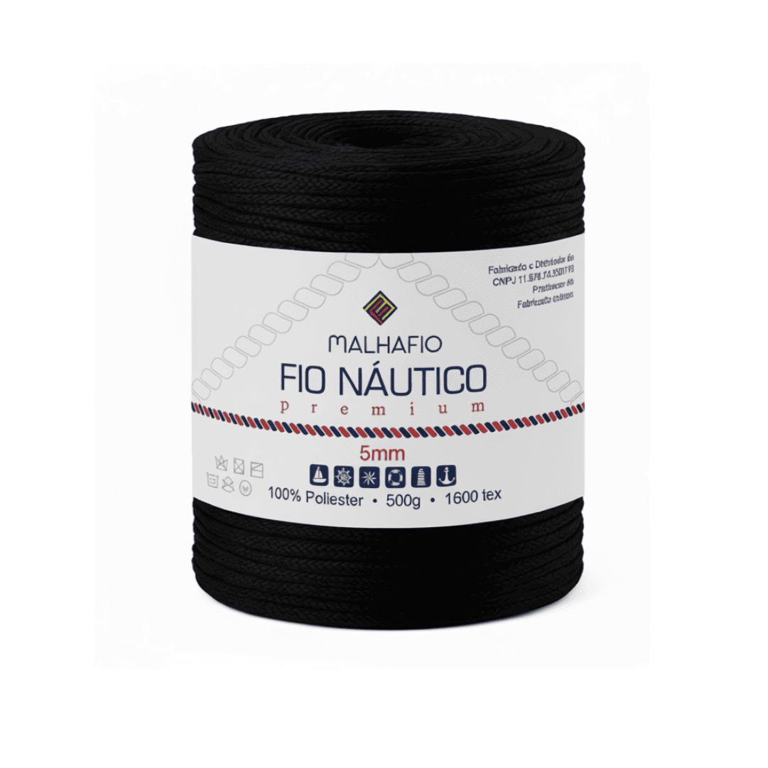 Fio Náutico Mesclado Preto e Prata Malhafio - Ariel Malhas | Universo do Artesão