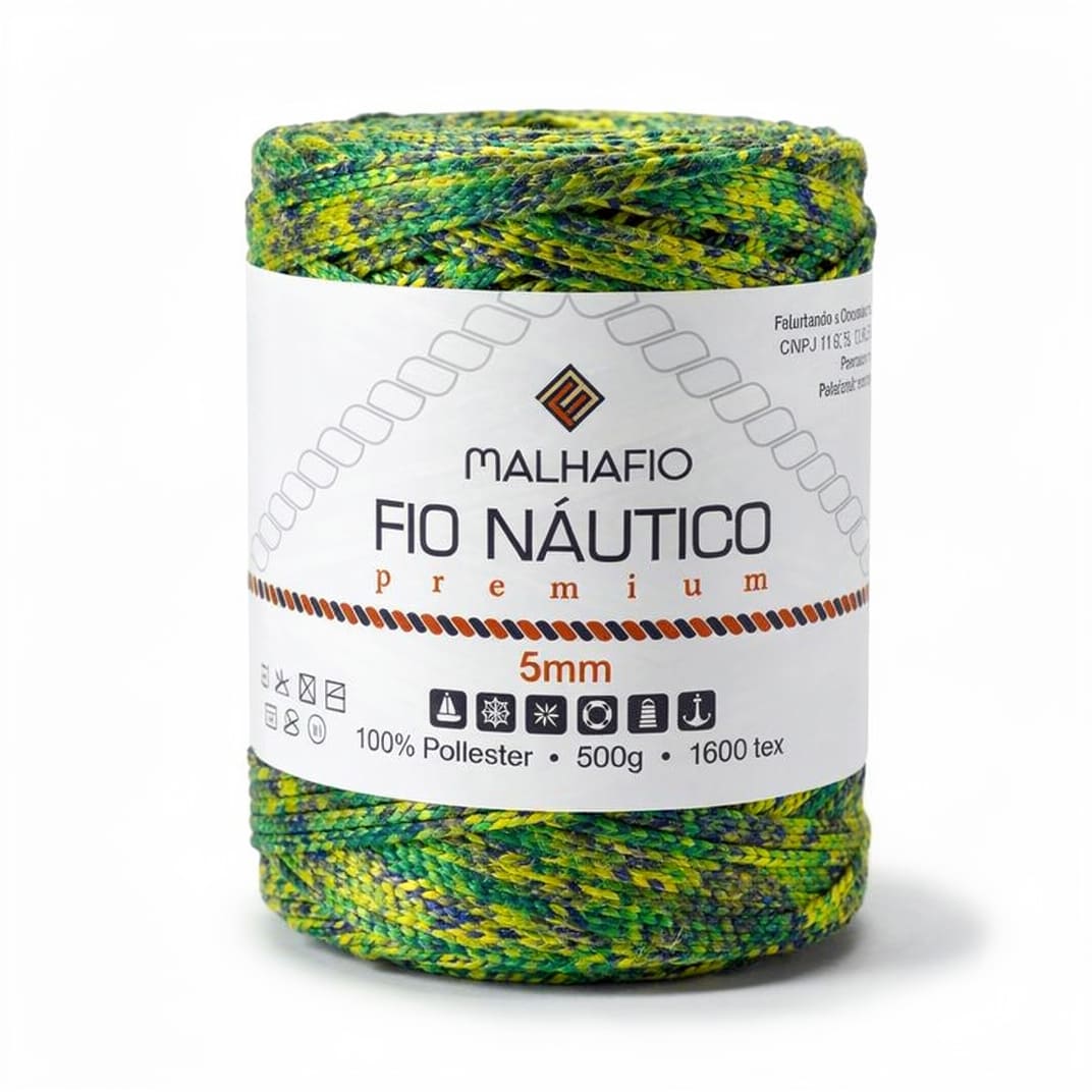 Fio Náutico Mesclado Verde Amarelo Azul Copa 2026 Malhafio - Ariel Malhas | Universo do Artesão
