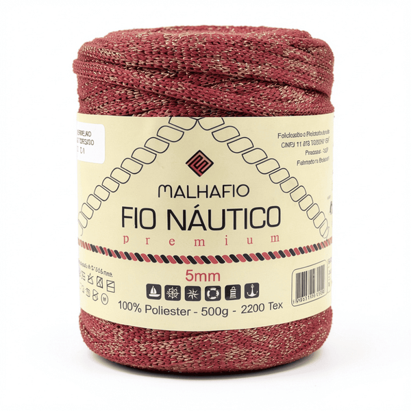 Fio Náutico Mesclado Vermelho e Dourado Malhafio