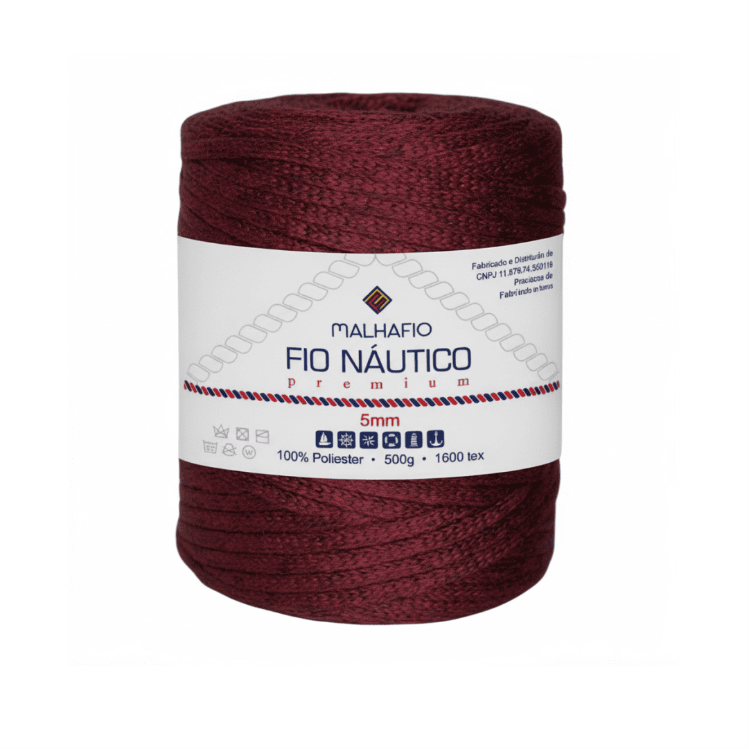 Fio Náutico Mesclado Vinho e Preto - Ariel Malhas | Universo do Artesão