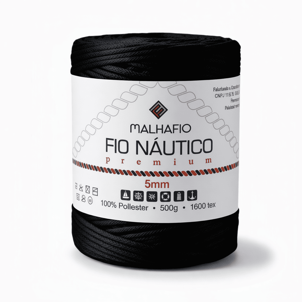 Fio Náutico Preto Malhafio - Ariel Malhas | Universo do Artesão