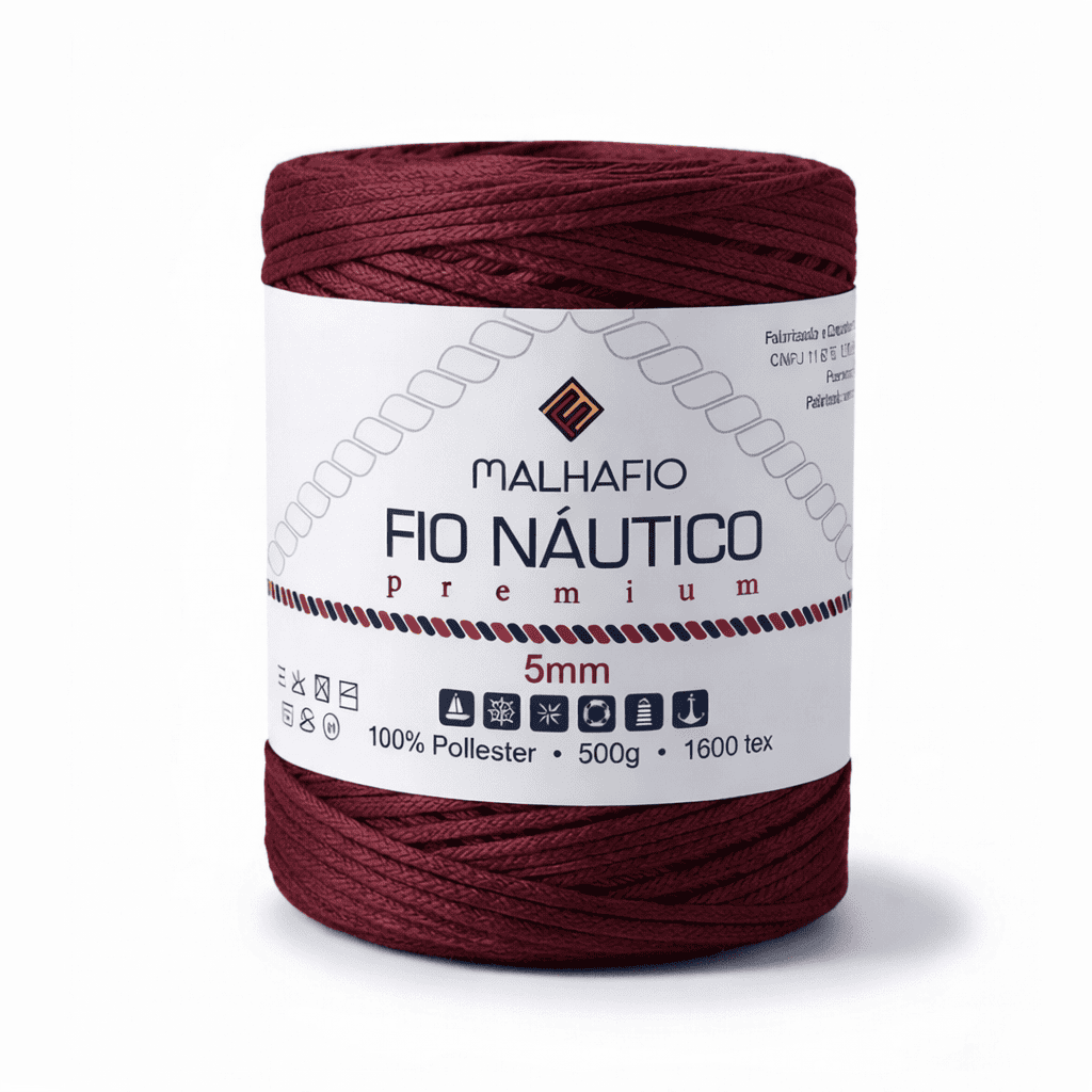 Fio Náutico Vinho Malhafio - Ariel Malhas | Universo do Artesão