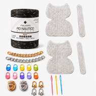 Kit Completo para Fazer 2 Bolsas Artesanais com Fio Náutico e Acessórios — Mesclado Preto e Dourado