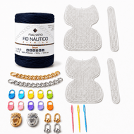 Kit Completo para Fazer 2 Bolsas Artesanais com Fio Náutico e Acessórios — Azul-marinho