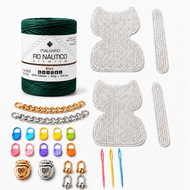 Kit Completo para Fazer 2 Bolsas Artesanais com Fio Náutico e Acessórios — Verde Bandeira