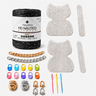 Kit Completo para Fazer 2 Bolsas Artesanais com Fio Náutico e Acessórios — Mesclado Preto e Prata