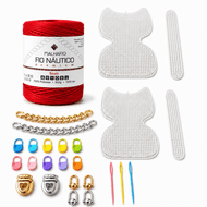 Kit Completo para Fazer 2 Bolsas Artesanais com Fio Náutico e Acessórios — Vermelho