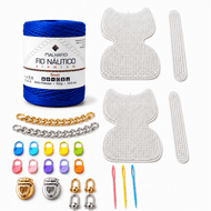 Kit Completo para Fazer 2 Bolsas Artesanais com Fio Náutico e Acessórios — Azul