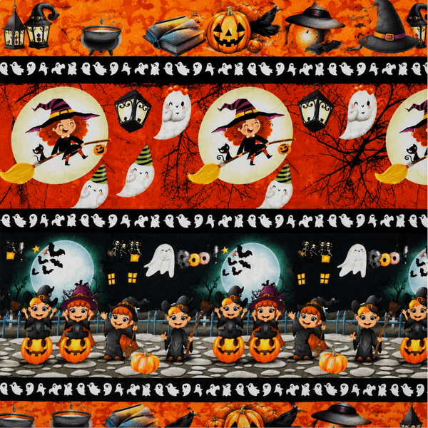 Tecido Barrados Tricoline Halloween Doces ou Travessuras