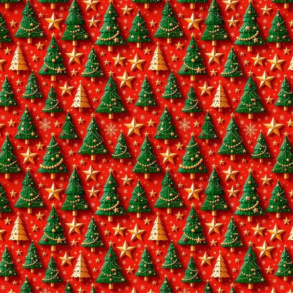 Tecido Tricoline Árvores Natal e Estrelas