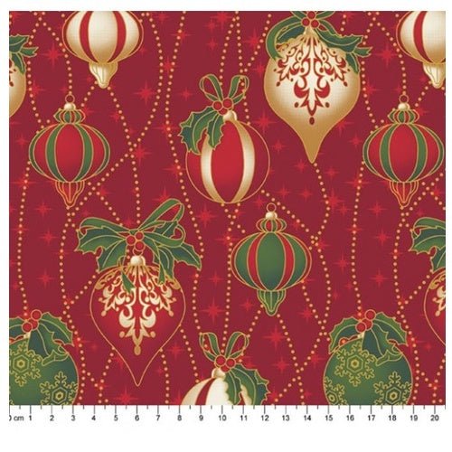 Tecido Tricoline Bolas de Natal 07 Vermelho 100% Algodão