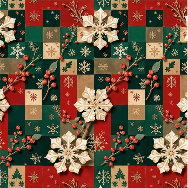 Tecido Tricoline Estampa Natal Relevo Flor Branca