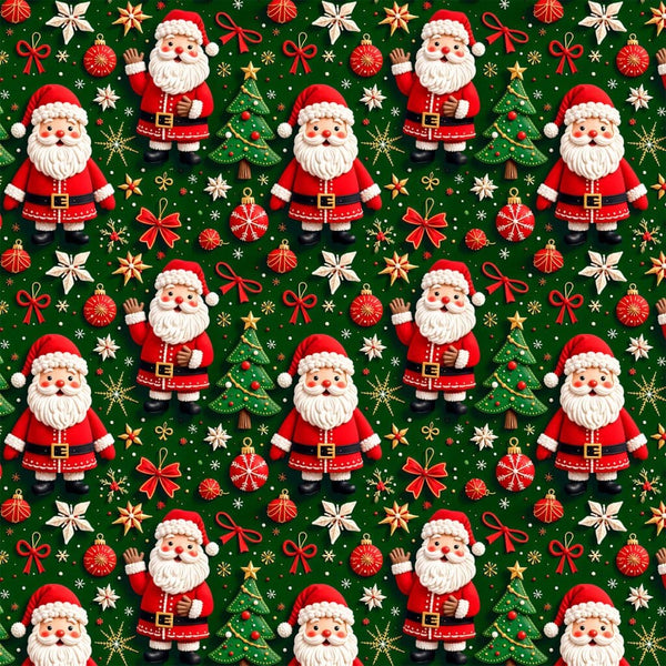 Tecido Tricoline Estampa Papai Natal