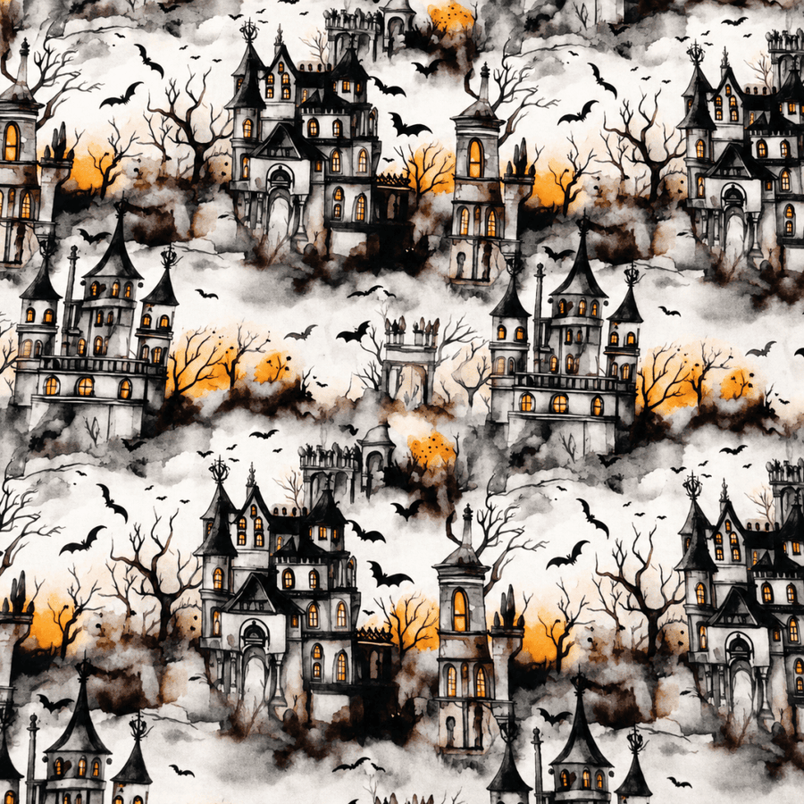 Tecido Tricoline Halloween Castelo Drácula