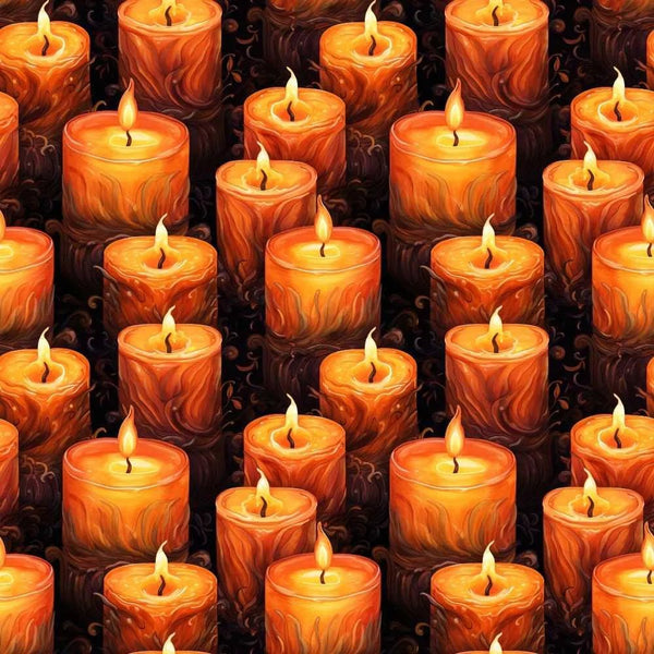 Tecido Tricoline Halloween Velas e Candelabros