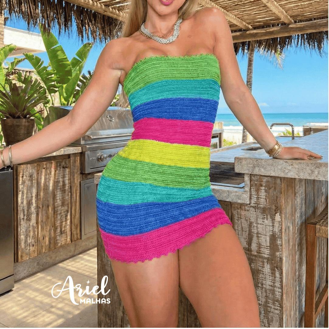 Verano Amarelo Neon 1729 Circulo - Ariel Malhas | Universo do Artesão